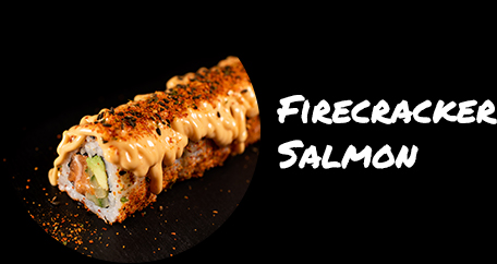 Sushi Fusion London. Japanese cuisine. Sushi fusion rolls and hot dishes. firecracker salmon