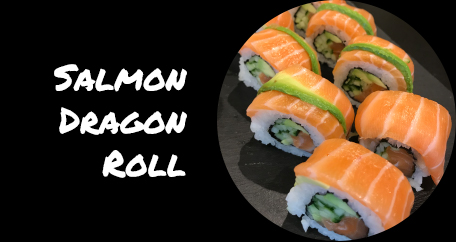 Sushi Fusion London. Japanese cuisine. Special rolls, vegan and desserts. salmon dragon roll