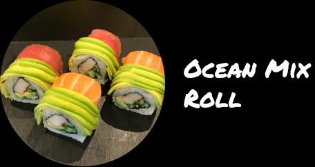 Sushi Fusion London. Japanese cuisine. Special rolls, vegan and desserts. ocean mix roll