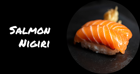 Sushi Fusion London. Japanese cuisine. Sushi rolls and poke bowls. salmon nigiri